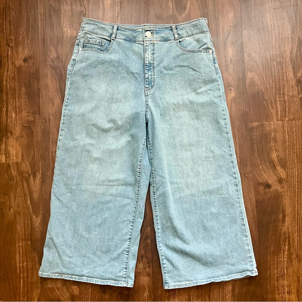Gloria Vanderbilt Shape Effect Tummy Sculpt Cropped Stretch Blue Jeans Size 16